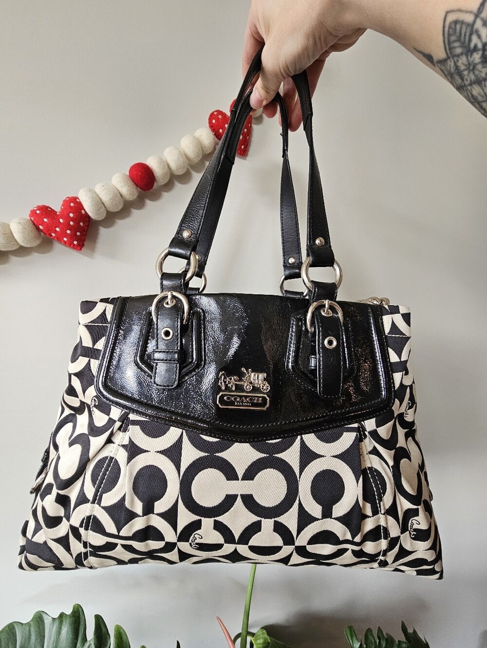 Y2K Coach 14587 Madison Op Art Carryall Satchel Tote With Shoulder Strap *No Tag